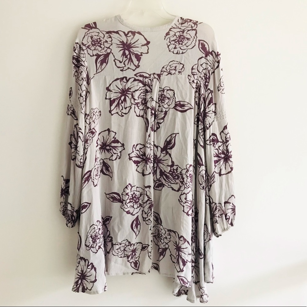 Free People | Lost In You Tunic Dress Floral Size XS Gray Tree Swing Keyhole - Picture 4 of 9